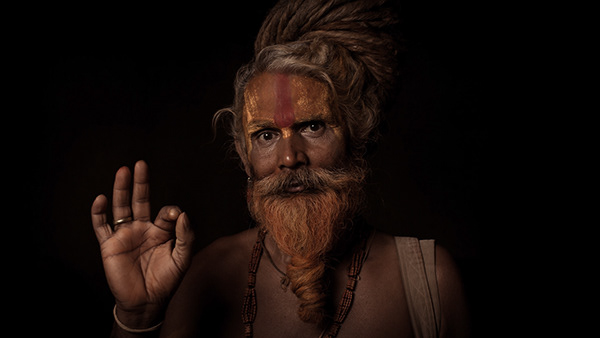 Portrait of a Shaiva sadhu, a holy man. Kathmandu, Nepal